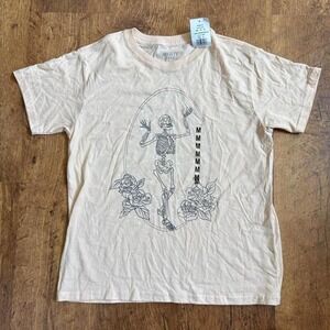 Mighty Fine creamish peach skeleton rose t-shirt item 498